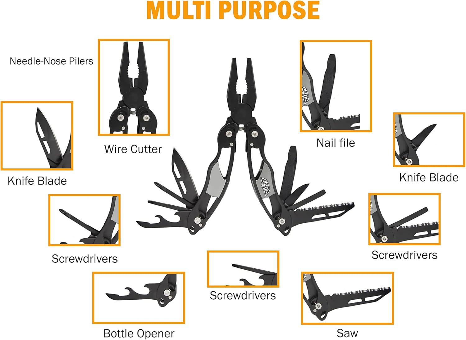 UZI Multi-Tool Pliers Combo Set with Keychain Tool, UZI-GS-001